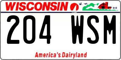 WI license plate 204WSM