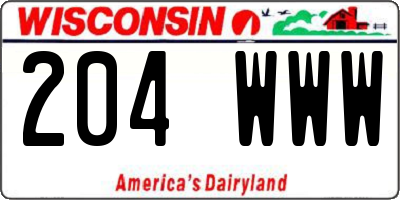 WI license plate 204WWW
