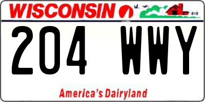 WI license plate 204WWY