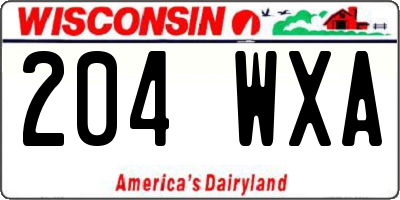 WI license plate 204WXA