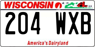 WI license plate 204WXB
