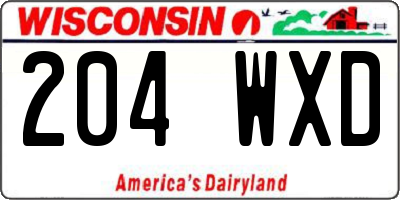 WI license plate 204WXD