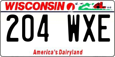 WI license plate 204WXE