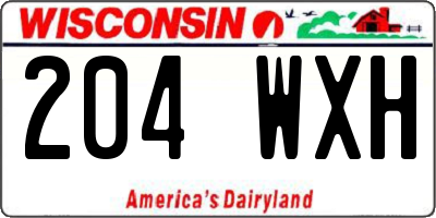 WI license plate 204WXH