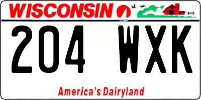 WI license plate 204WXK