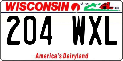 WI license plate 204WXL