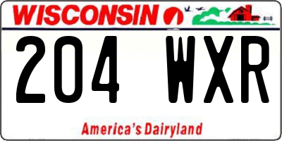 WI license plate 204WXR