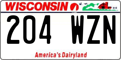 WI license plate 204WZN