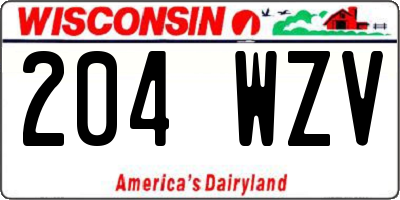 WI license plate 204WZV