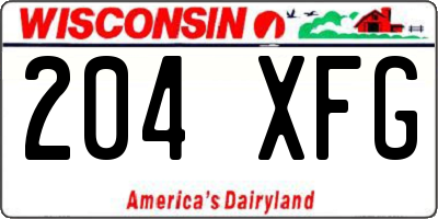 WI license plate 204XFG