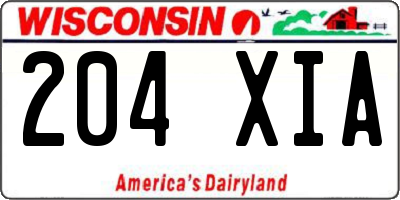 WI license plate 204XIA