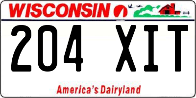 WI license plate 204XIT