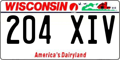 WI license plate 204XIV