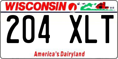 WI license plate 204XLT