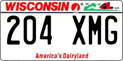 WI license plate 204XMG