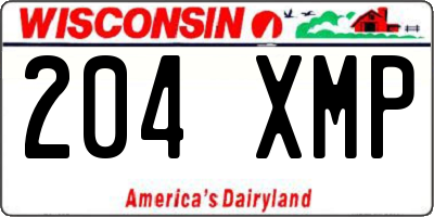 WI license plate 204XMP