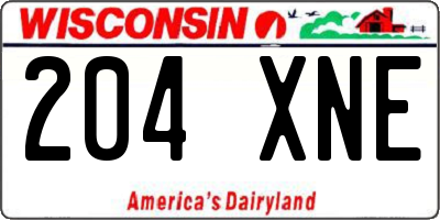 WI license plate 204XNE