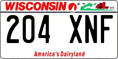 WI license plate 204XNF