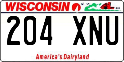 WI license plate 204XNU