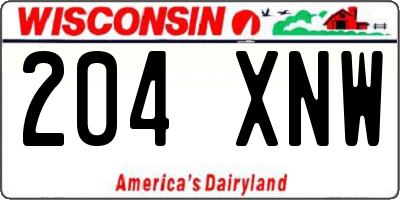 WI license plate 204XNW
