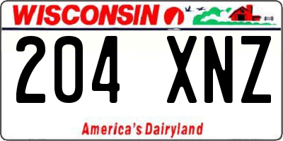 WI license plate 204XNZ
