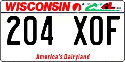 WI license plate 204XOF