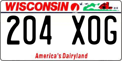 WI license plate 204XOG
