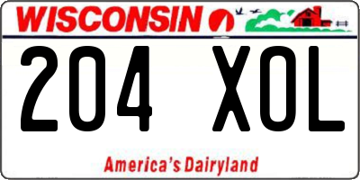 WI license plate 204XOL