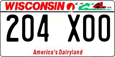 WI license plate 204XOO