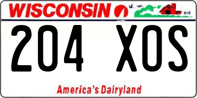 WI license plate 204XOS