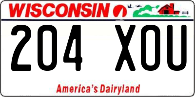 WI license plate 204XOU