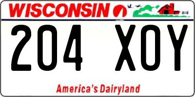 WI license plate 204XOY