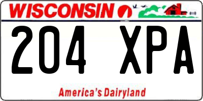 WI license plate 204XPA