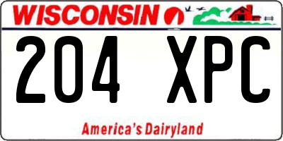 WI license plate 204XPC