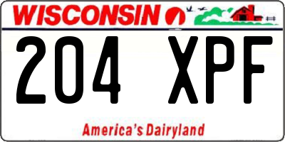 WI license plate 204XPF