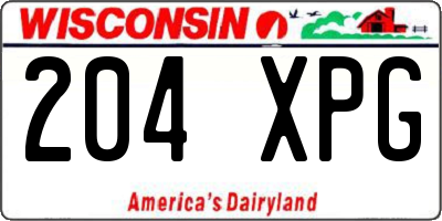 WI license plate 204XPG