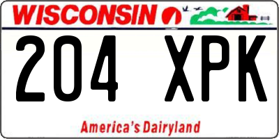 WI license plate 204XPK