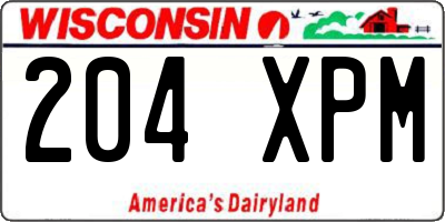 WI license plate 204XPM