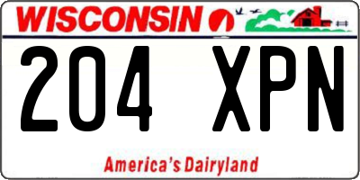 WI license plate 204XPN