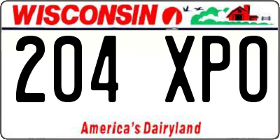 WI license plate 204XPO