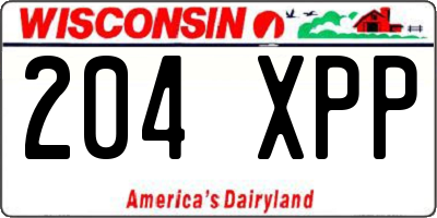 WI license plate 204XPP