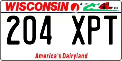 WI license plate 204XPT