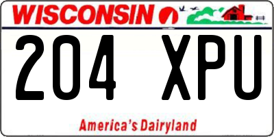 WI license plate 204XPU