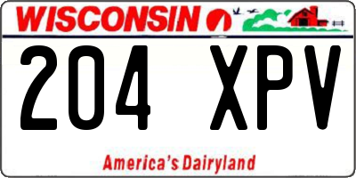 WI license plate 204XPV
