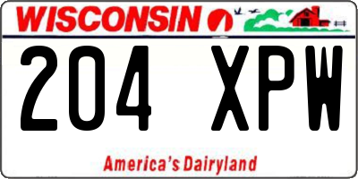 WI license plate 204XPW
