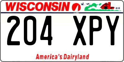 WI license plate 204XPY
