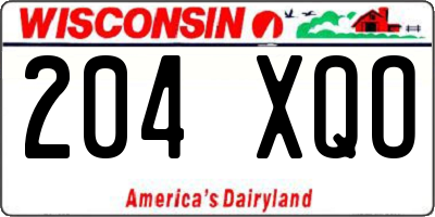 WI license plate 204XQO