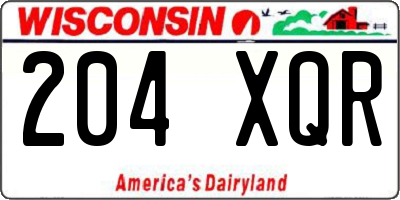 WI license plate 204XQR