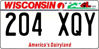 WI license plate 204XQY