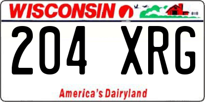 WI license plate 204XRG
